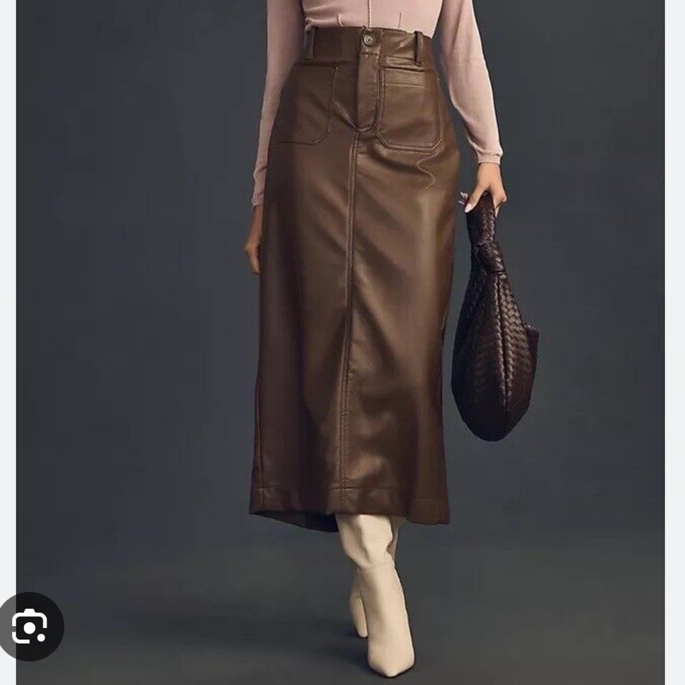 Anthropologie Maeve Colette faux leather maxi skirt